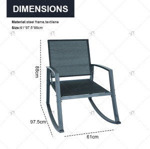 Outdoor Textilene Rocking Chair Steel Rocker Seating Outside Mesh Rocking Sling Gliders for Front Porch Garden Patio Backyard