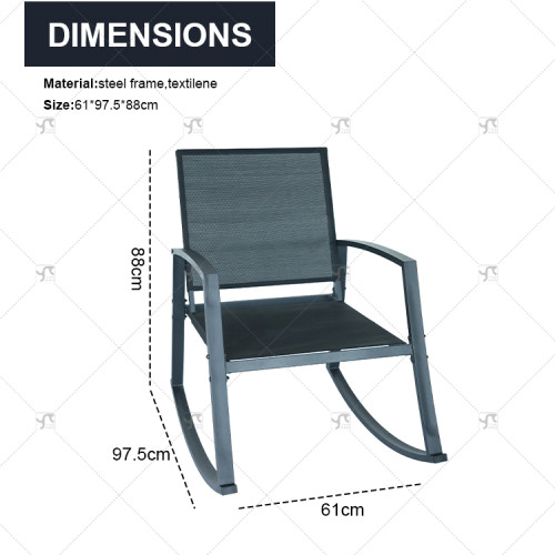 Outdoor Textilene Rocking Chair Steel Rocker Seating Outside Mesh Rocking Sling Gliders for Front Porch Garden Patio Backyard