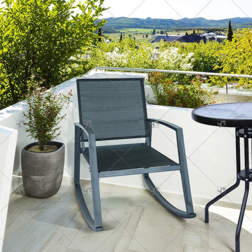 Outdoor Textilene Rocking Chair Steel Rocker Seating Outside Mesh Rocking Sling Gliders for Front Porch Garden Patio Backyard
