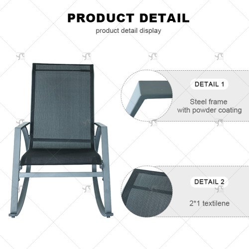 Modern Design Outdoor Rocking Chair Steel Metal Frame Swimming Pool Patio Garden Park Bedroom Restaurants Villas Durable Fabric