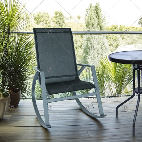 Modern Design Outdoor Rocking Chair Steel Metal Frame Swimming Pool Patio Garden Park Bedroom Restaurants Villas Durable Fabric