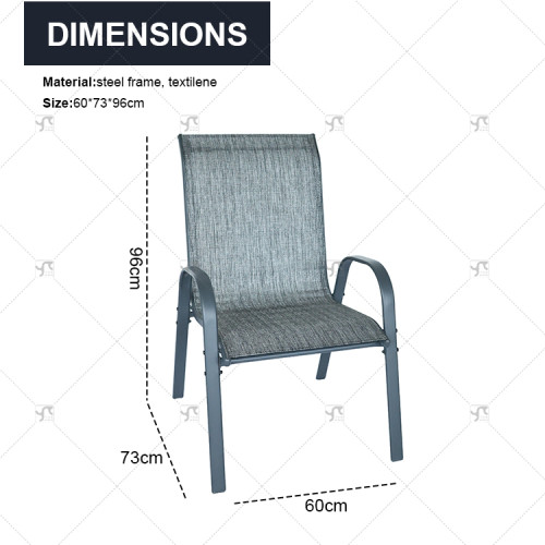 Metal Garden Outdoor Dining  Chair Fabric Garden Stacking Dining Chair teslin Garden Patio Restaurant Balcony Furniture