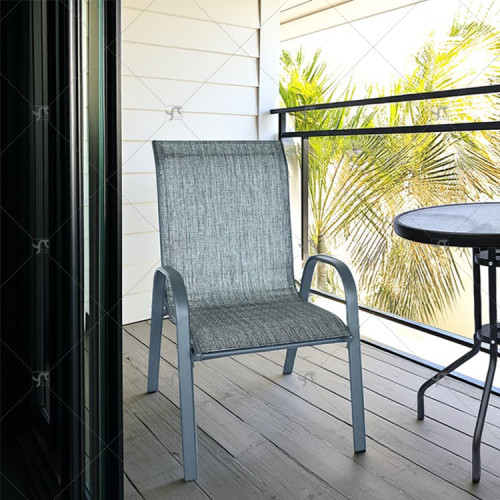 Metal Garden Outdoor Dining  Chair Fabric Garden Stacking Dining Chair teslin Garden Patio Restaurant Balcony Furniture