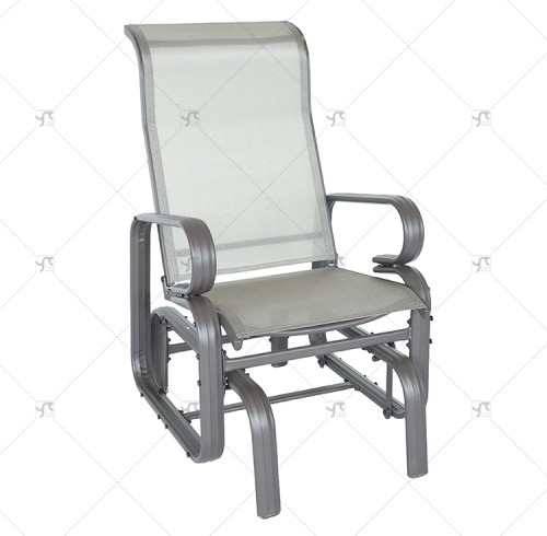 Lightweight Gray Gliding Rocking Chair for Patio Backyard Smooth Rocking Arms Swing Comfortable Construction for Outdoor Leisure