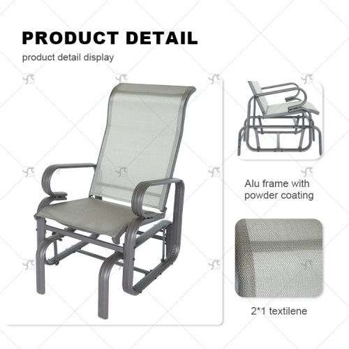 Lightweight Gray Gliding Rocking Chair for Patio Backyard Smooth Rocking Arms Swing Comfortable Construction for Outdoor Leisure