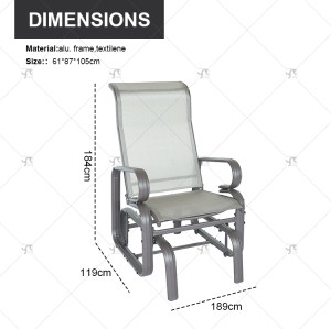 Lightweight Gray Gliding Rocking Chair for Patio Backyard Smooth Rocking Arms Swing Comfortable Construction for Outdoor Leisure