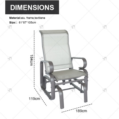 Lightweight Gray Gliding Rocking Chair for Patio Backyard Smooth Rocking Arms Swing Comfortable Construction for Outdoor Leisure