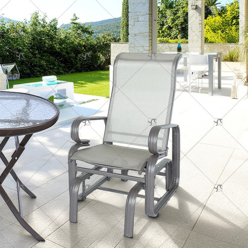 Lightweight Gray Gliding Rocking Chair for Patio Backyard Smooth Rocking Arms Swing Comfortable Construction for Outdoor Leisure