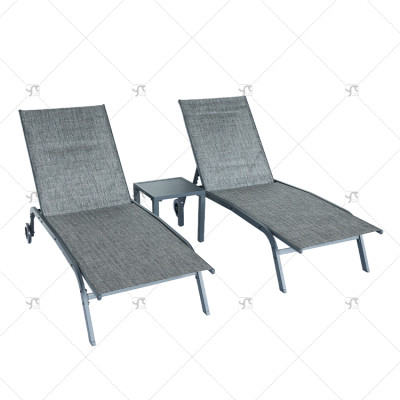 Aluminum Luxury Outdoor Garden Lounger Set of 3 Hotel Beach Garden Terrace Outdoor Furniture Design Chaise Sun Lounger Set