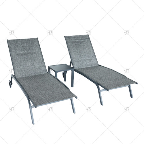 Aluminum Luxury Outdoor Garden Lounger Set of 3 Hotel Beach Garden Terrace Outdoor Furniture Design Chaise Sun Lounger Set