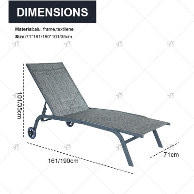 Aluminum Luxury Outdoor Garden Lounger Set of 3 Hotel Beach Garden Terrace Outdoor Furniture Design Chaise Sun Lounger Set