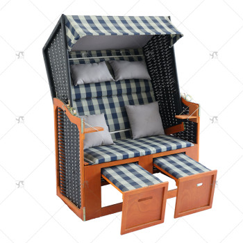 Outdoor Modern Design Luxury Beach Garden Chair New Wicker Sun Lounger Chair with Rattan Roof and Canopy Outdoor Furniture