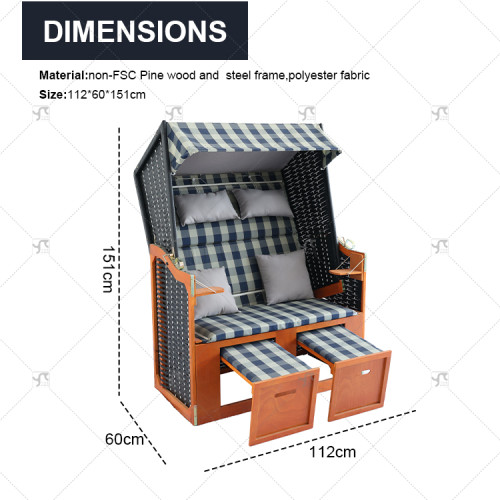 Outdoor Modern Design Luxury Beach Garden Chair New Wicker Sun Lounger Chair with Rattan Roof and Canopy Outdoor Furniture