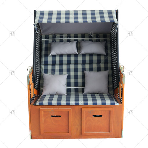 Outdoor Modern Design Luxury Beach Garden Chair New Wicker Sun Lounger Chair with Rattan Roof and Canopy Outdoor Furniture