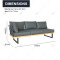 Outdoor Modern Patio Lounge Corner Sofa Set of 3 Furniture Outdoor Garden L Shaped Steel Conversation Set with Coffee Table Set