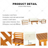 Modern 5-Seat Outdoor Patio Garden Sofa Set Eucalyptus wood frame Natural White Cushions Hot Transfer Printing Design for
