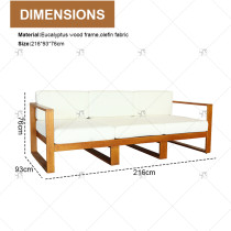 Modern 5-Seat Outdoor Patio Garden Sofa Set Eucalyptus wood frame Natural White Cushions Hot Transfer Printing Design for