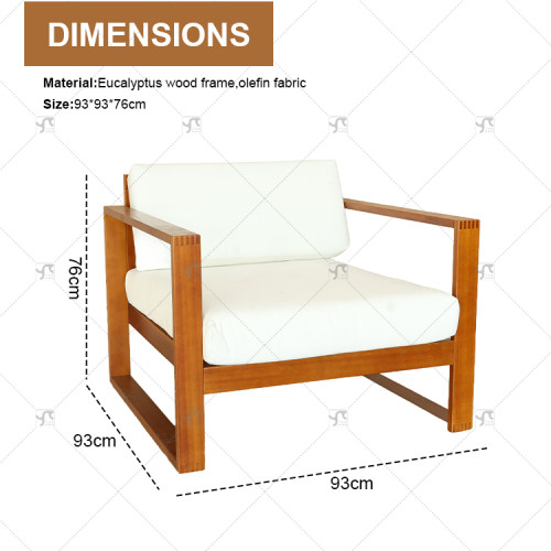 Modern 5-Seat Outdoor Patio Garden Sofa Set Eucalyptus wood frame Natural White Cushions Hot Transfer Printing Design for