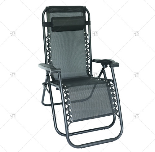 Outdoor Portable Folding Bed Chaise Sun Lounger Beach Chair Furniture Adjustable Zero Gravity Folding Recliner with Pillow
