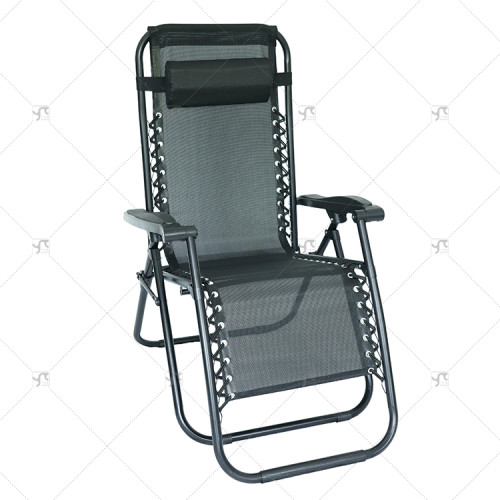 Outdoor Portable Folding Bed Chaise Sun Lounger Beach Chair Furniture Adjustable Zero Gravity Folding Recliner with Pillow