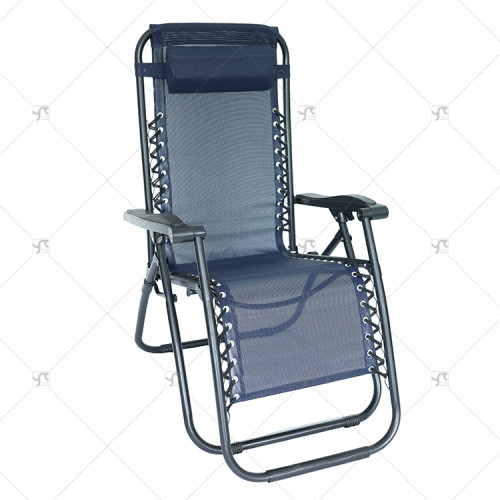 Outdoor Portable Folding Bed Chaise Sun Lounger Beach Chair Furniture Adjustable Zero Gravity Folding Recliner with Pillow