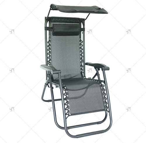 Outdoor Folding Adjustable Zero Gravity Recliner Chair Camping Travel Beach Pool Sunshade Tanning Lounger Chair with Canopy