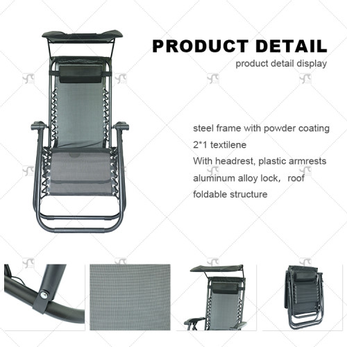 Outdoor Folding Adjustable Zero Gravity Recliner Chair Camping Travel Beach Pool Sunshade Tanning Lounger Chair with Canopy
