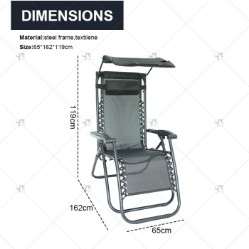 Outdoor Folding Adjustable Zero Gravity Recliner Chair Camping Travel Beach Pool Sunshade Tanning Lounger Chair with Canopy