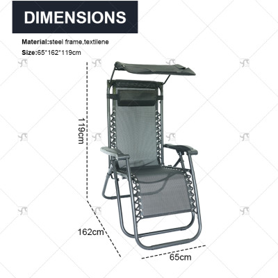 Outdoor Folding Adjustable Zero Gravity Recliner Chair Camping Travel Beach Pool Sunshade Tanning Lounger Chair with Canopy
