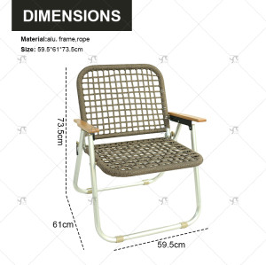 Outdoor  Rattan Folding square Chair Patio Outdoor Aluminum Rattan Chair Balcony Portable Single Camping Coffee Kermit Chair