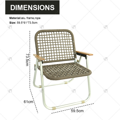 Outdoor  Rattan Folding square Chair Patio Outdoor Aluminum Rattan Chair Balcony Portable Single Camping Coffee Kermit Chair