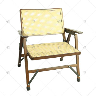 Modern Outdoor Portable Foldable Rattan Recliner Chair with Backrest for Home Balcony Office Nap or Outdoor Leisure Rattan Chair