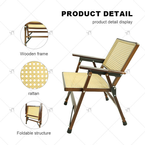 Modern Outdoor Portable Foldable Rattan Recliner Chair with Backrest for Home Balcony Office Nap or Outdoor Leisure Rattan Chair