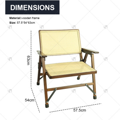 Modern Outdoor Portable Foldable Rattan Recliner Chair with Backrest for Home Balcony Office Nap or Outdoor Leisure Rattan Chair