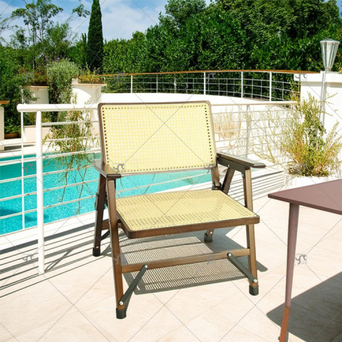 Modern Outdoor Portable Foldable Rattan Recliner Chair with Backrest for Home Balcony Office Nap or Outdoor Leisure Rattan Chair