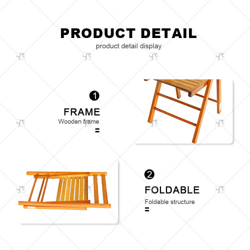 Durable Wooden Folding Chair Portable Reinforced Frame Indoor/Outdoor Camping Chair Modern Design for Home Office Living Room