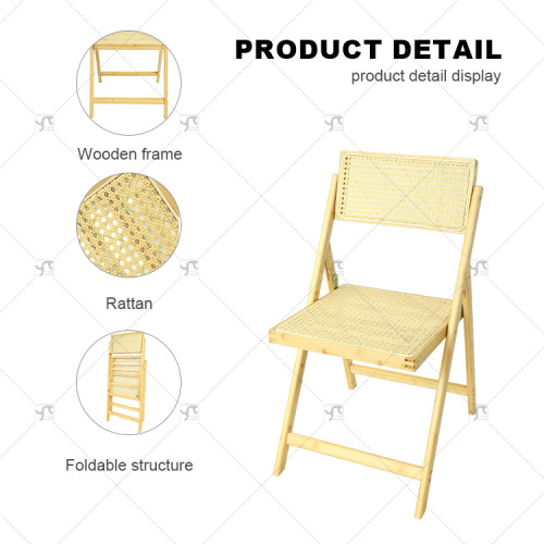 Modern Folding Dining Chair Rattan Folding Chair Comfortable Outdoor Bamboo Outdoor Chair Patio Garden Dining Wood Folding Chair