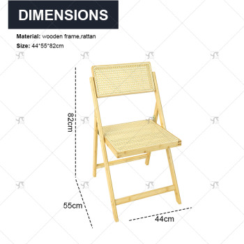 Modern Folding Dining Chair Rattan Folding Chair Comfortable Outdoor Bamboo Outdoor Chair Patio Garden Dining Wood Folding Chair