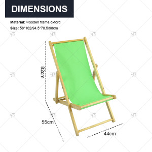 Outdoor Furniture Wooden Outdoor Lounge Chair Foldable Durable Oxford Fabric Light Weight for Balcony Garden Park or Beach