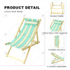 Outdoor Garden Lawn Yard Pool Party Chair with Headrest Portable Pine Wood Folding Beach Chair with Adjustable Backrest Angle