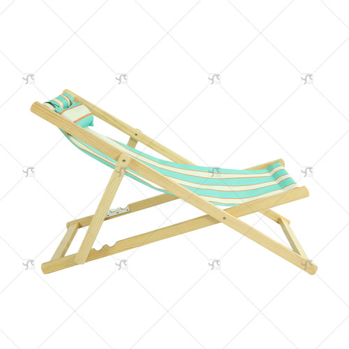 Outdoor Garden Lawn Yard Pool Party Chair with Headrest Portable Pine Wood Folding Beach Chair with Adjustable Backrest Angle