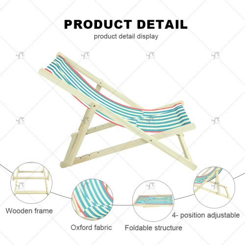 Outdoor Garden Lawn Yard Pool Party Chair with Headrest Portable Pine Wood Folding Beach Chair with Adjustable Backrest Angle