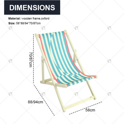 Outdoor Garden Lawn Yard Pool Party Chair with Headrest Portable Pine Wood Folding Beach Chair with Adjustable Backrest Angle