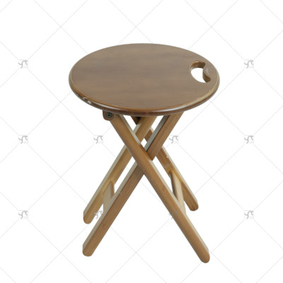 Modern Minimalist Solid Wood Round Foldable Chair Wooden Folding Bar Stool With Handle for Kitchen Vanity Church and Outdoor Use