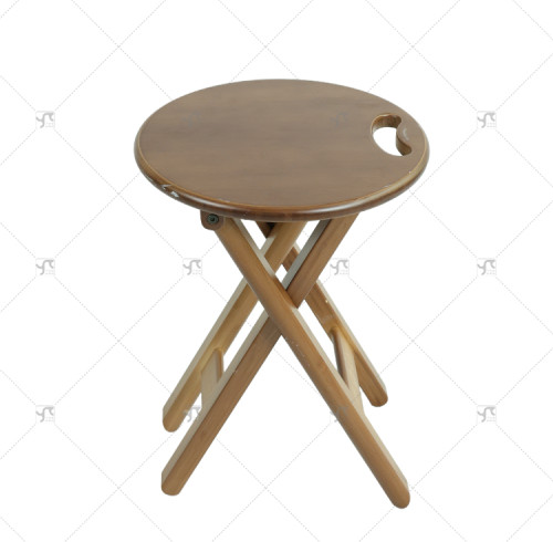 Modern Minimalist Solid Wood Round Foldable Chair Wooden Folding Bar Stool With Handle for Kitchen Vanity Church and Outdoor Use