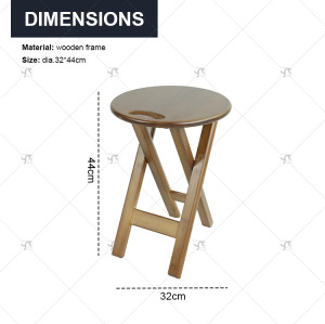 Modern Minimalist Solid Wood Round Foldable Chair Wooden Folding Bar Stool With Handle for Kitchen Vanity Church and Outdoor Use