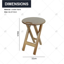 Modern Minimalist Solid Wood Round Foldable Chair Wooden Folding Bar Stool With Handle for Kitchen Vanity Church and Outdoor Use