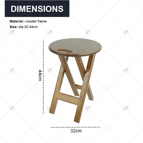 Modern Minimalist Solid Wood Round Foldable Chair Wooden Folding Bar Stool With Handle for Kitchen Vanity Church and Outdoor Use