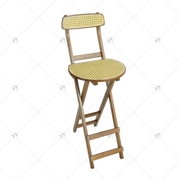 Modern Portable Foldable High Stool Luxury Contemporary Design Rattan Backrest for Home Coffee Shop Living Room Bar Cashier