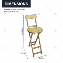 Modern Portable Foldable High Stool Luxury Contemporary Design Rattan Backrest for Home Coffee Shop Living Room Bar Cashier